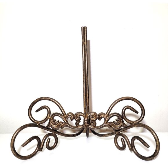 Heavy Fancy Iron Scroll Picture stand Easel Stand Plate Stand Tuscan Display 12" - Picture 1 of 8